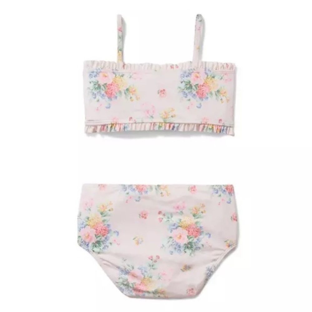 Janie & Jack FLORAL SMOCKED 2-PIECE Girls SWIMSUIT pink 16